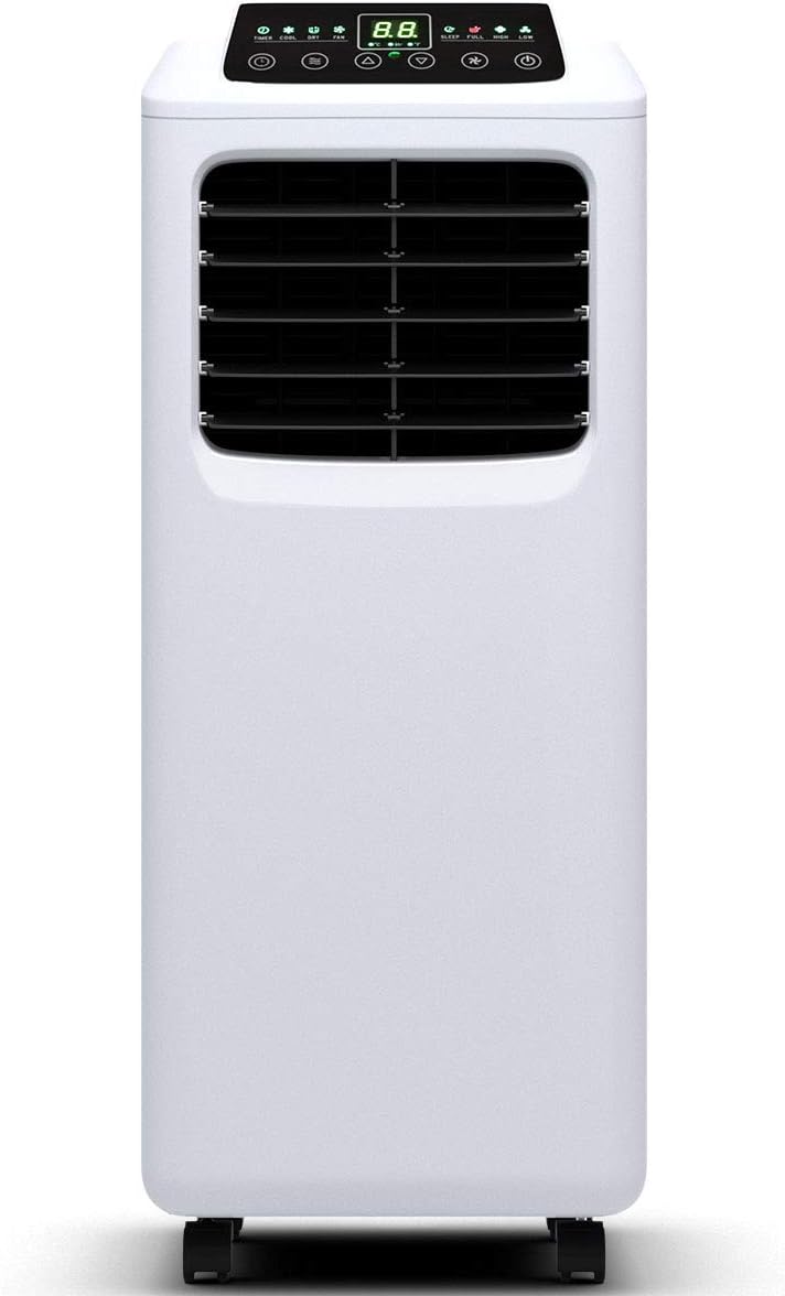 10000 BTU Portable Air Conditioner, Dehumidifier and Fan Functions, Compact Single Hose AC Unit, with Digital LED Display and 24hr Timer, Remote Control, 400 Sq/Ft Coverage, White