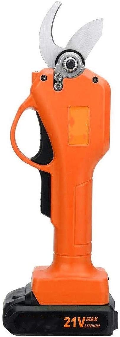 Electric Pruning Shears Cordless Rechargeable Scissors Pruners 40Mm Tree Garden Pruning Tools 1 Or 2 Li-Ion Battery Garden Or Lawn (Orange 2xBatteries