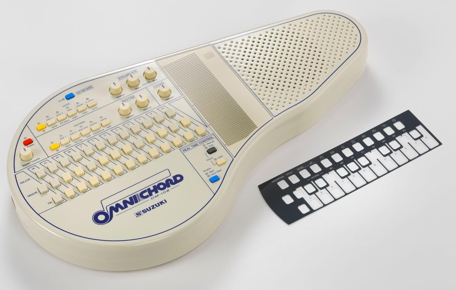 Suzuki Omnichord Electronic Musical Instrument OM-108 Digital Chorded Zither Synthesizer Instant Accompaniment with Mackie Headphones, Power Supply, Cable, Strap Bundle
