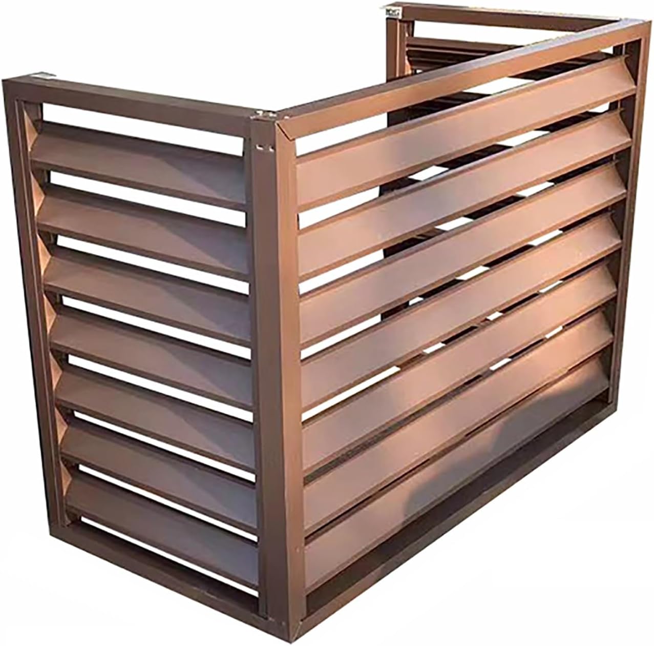 Ac Covers for Outside Air Conditioner Cover Fence Ac Unit Cover Metal, Noise Reduction, for Outdoor Hide and Privacy Brown 3 Sides for 2~3