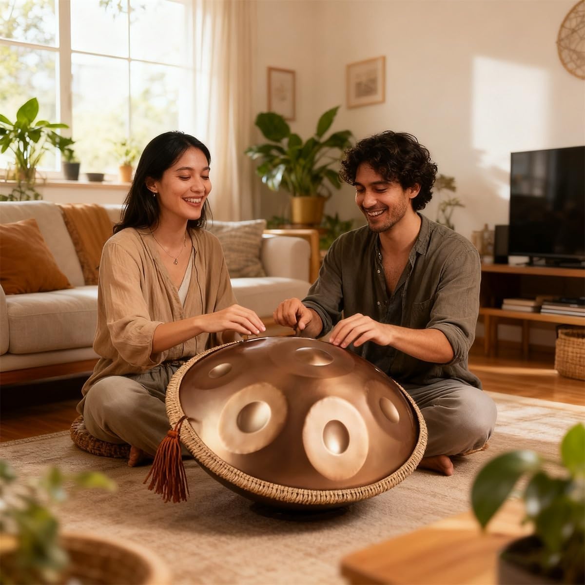 Steel Handpan D Minor Kurd 440Hz 432hz 9/10/12 Notes 22 Inch Handpan Drum Instrument Harmonic Percussion for Sound Healing, Personal Meditation, Yoga(Black,440HZ/12Note)