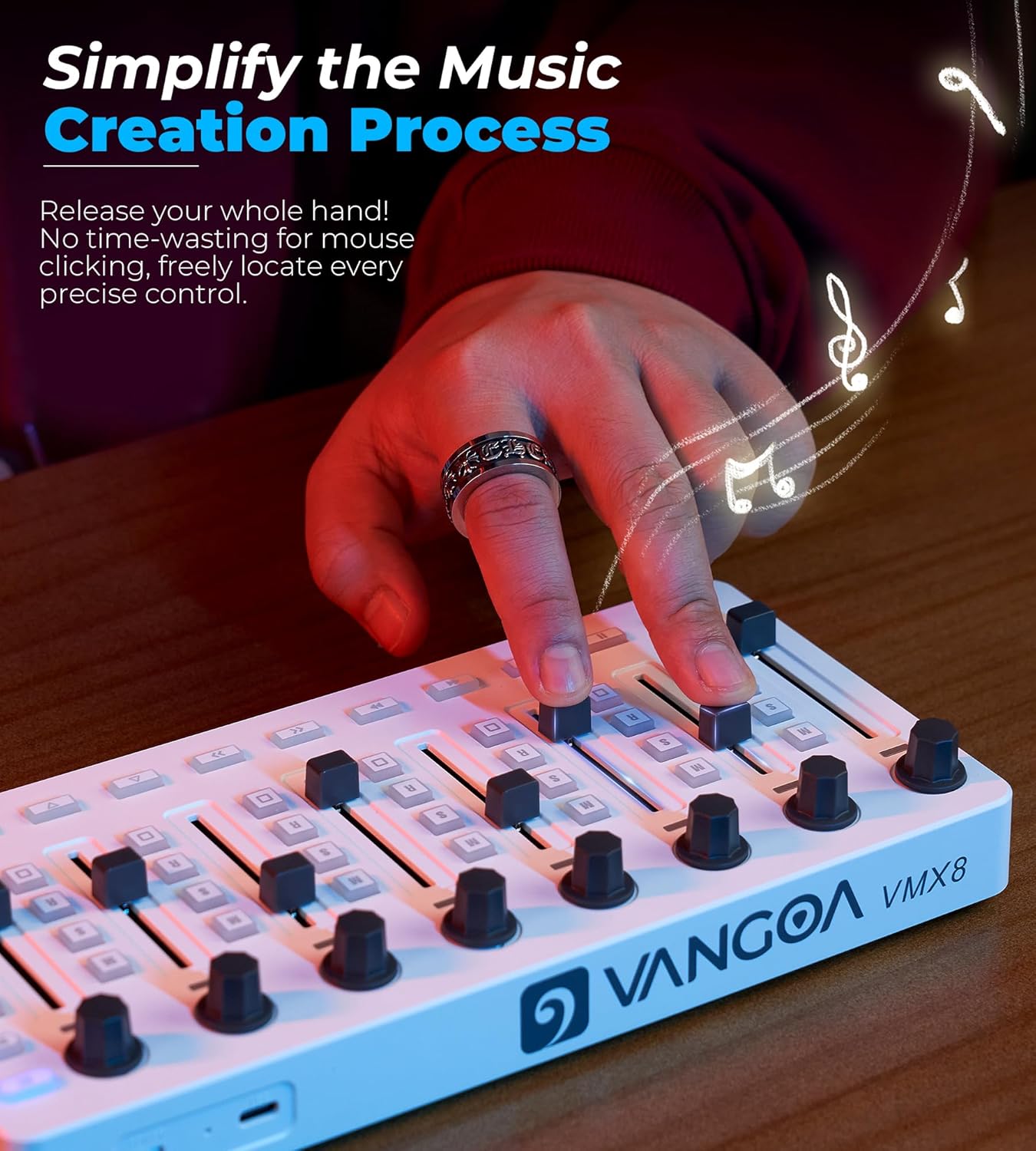 Vangoa Wireless MIDI Beat Maker & Mixer: 25-Key Pad and 16 RGB Drum Pads for Music Production