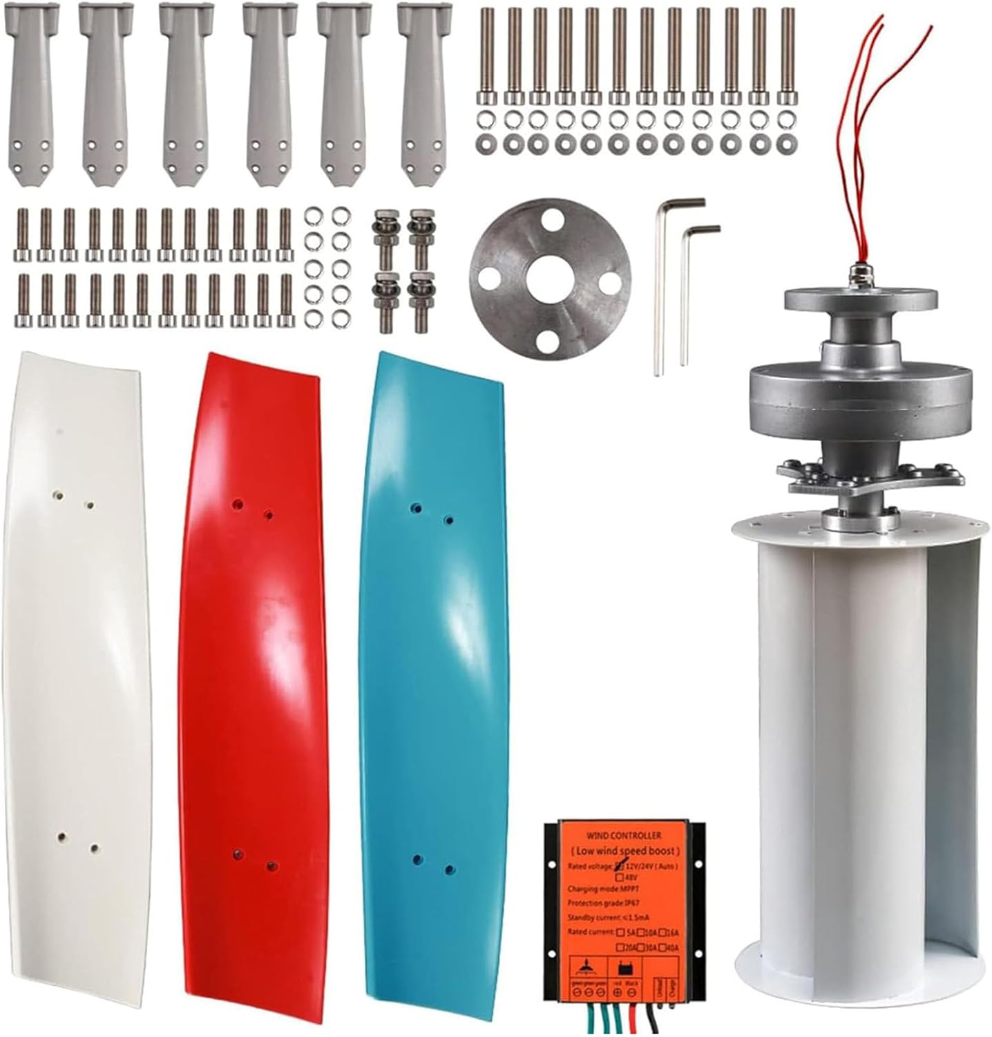 3000W Wind Turbine Generator Kit with MPPT Controller,12V/24V/48V Vertical Wind Turbine Kit,Electricity Producer Equipment,Home Power Energy Kit 24V