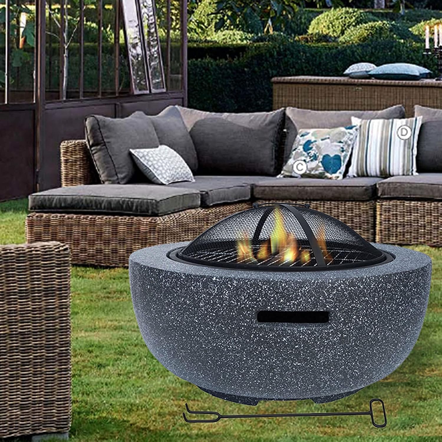 Small Firepit, 3 in 1 Garden Fire Pit with BBQ Grill Shelf, Multifunctional Fire Pit for Heating/BBQ for Heating/BBQ Fire Bowls for The Garden Beach Patio