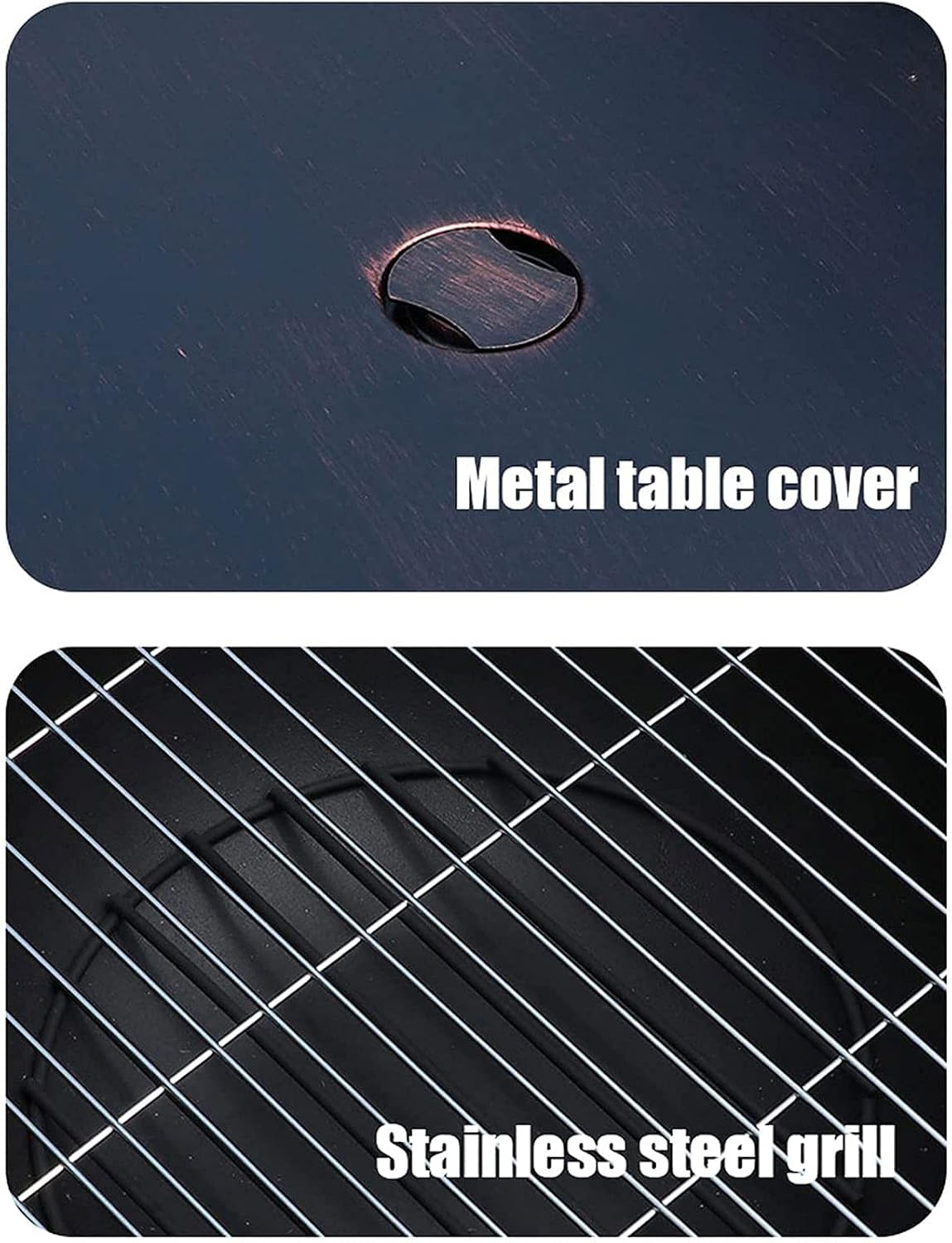 Fire Pit with BBQ Grill Shelf, Round Wood Burning Fire Pit, Outdoor Garden Heaters with Grill Grate, for Camping/Heating/Bonfire and Picnic