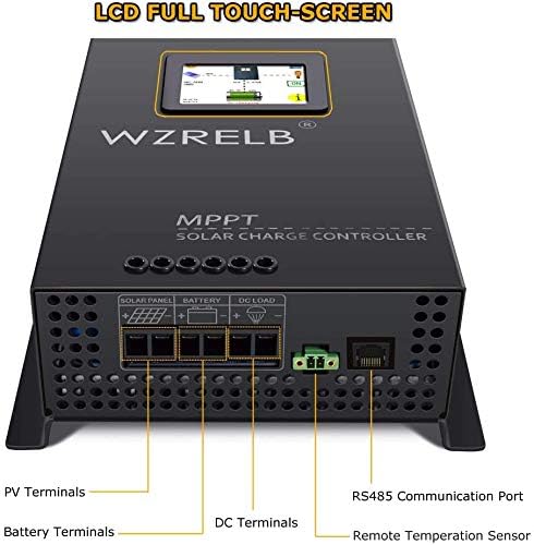 WZRELB 60A MPPT Solar Charge Controller 12V/24V/48 Auto , 18V/36V Manual, Battery Charger Controller，LCD Full Touch Screen Design