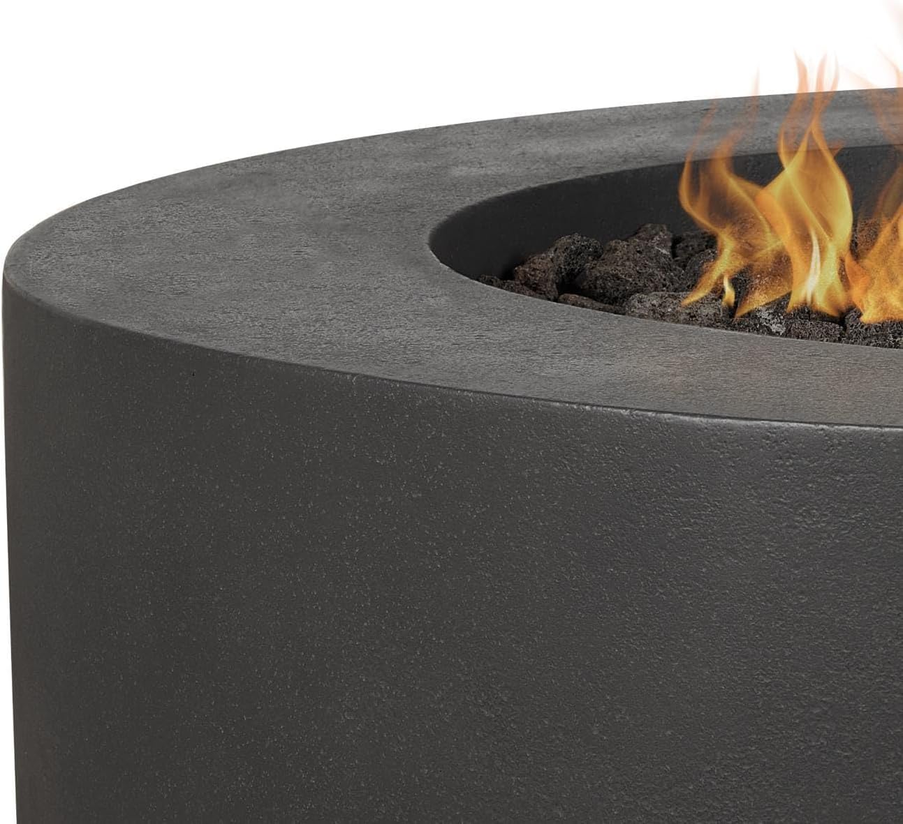 BBQGuys Signature La Valle 43-Inch Round Propane Fire Table - Carbon - 1593LP-CBN