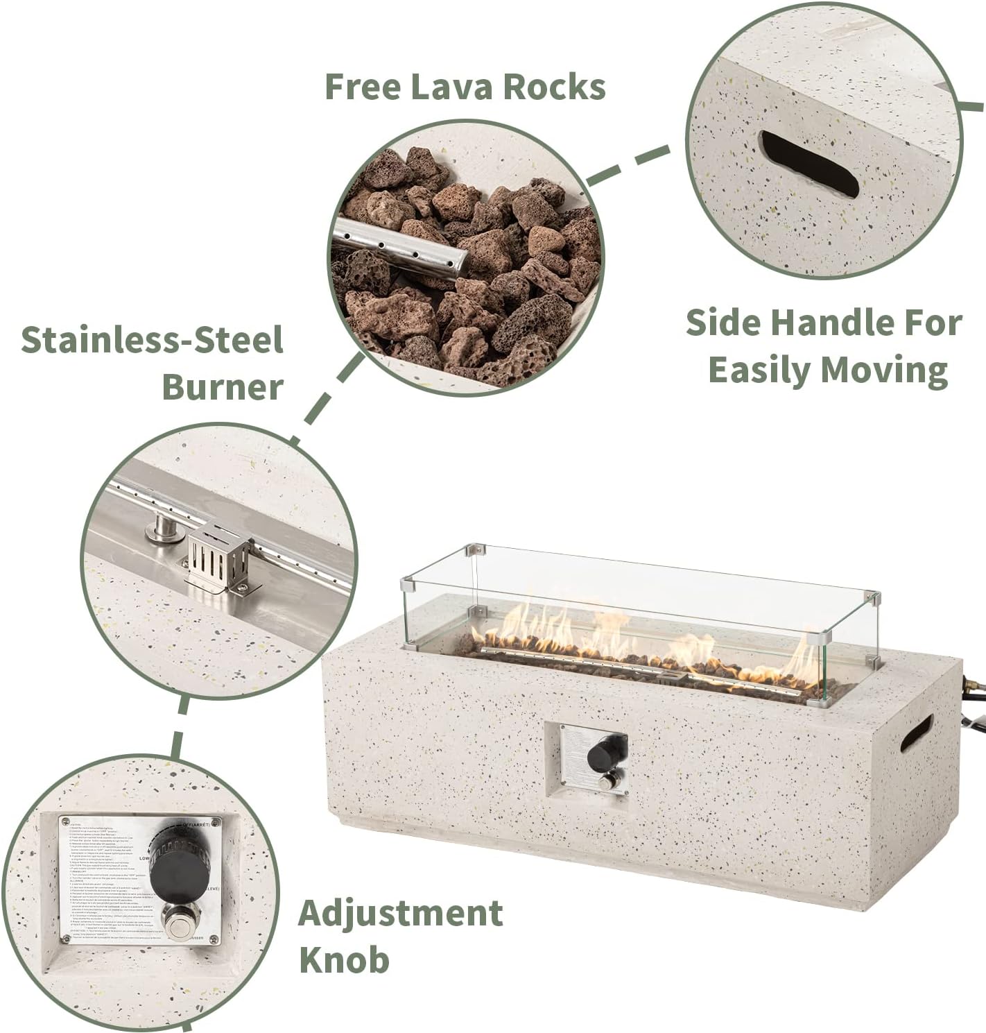 COSIEST 2-Piece Outdoor Propane Fire Pit Table Set w Tank Table, 42