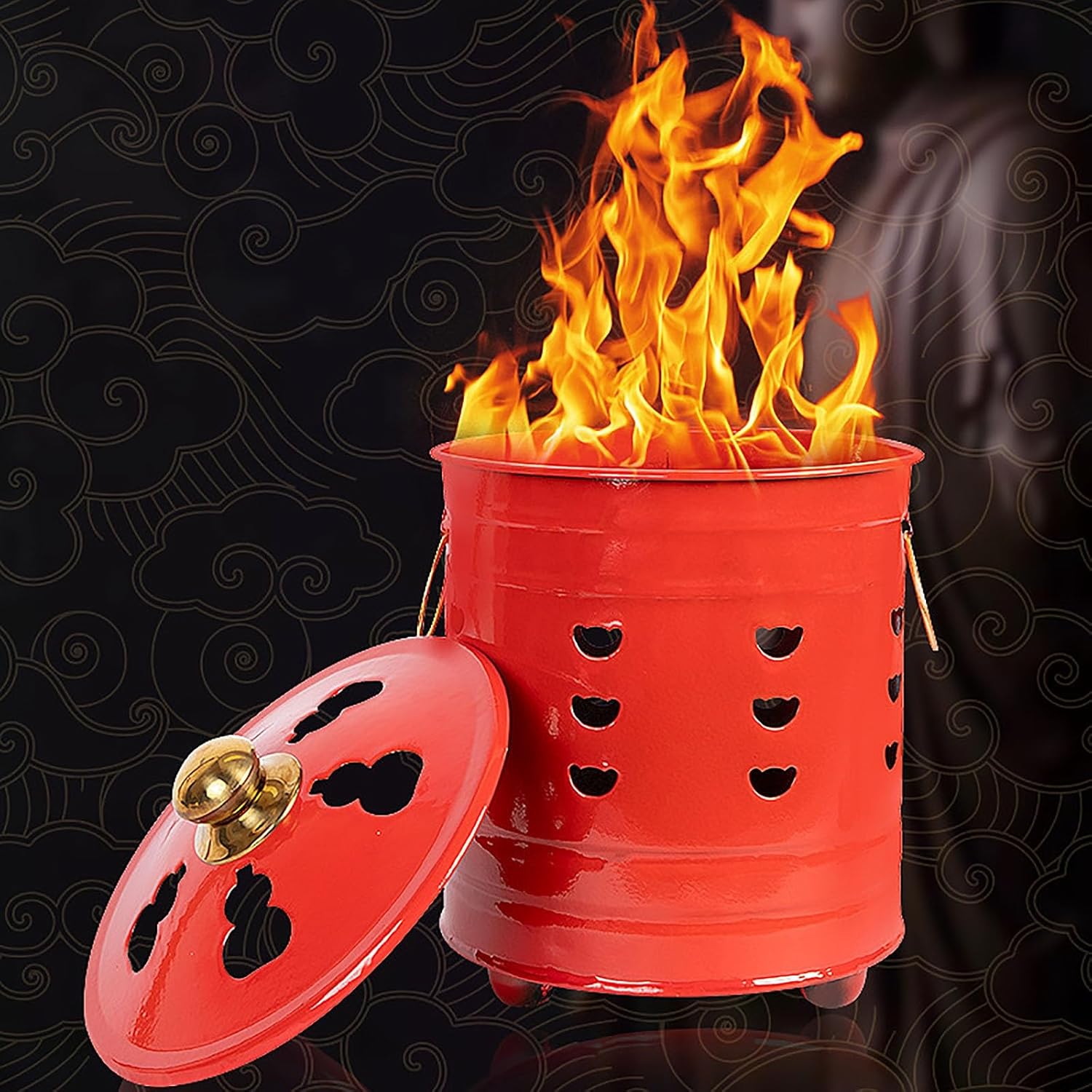 Burn Barrel, Incinerator, Incinerator Barrel with Lid Incinerator, Fire Pit, Metal Barrel, Good to Burn Old Bills, Garden Leaf, Documents and Paper (Size : Large) (One Color Large)