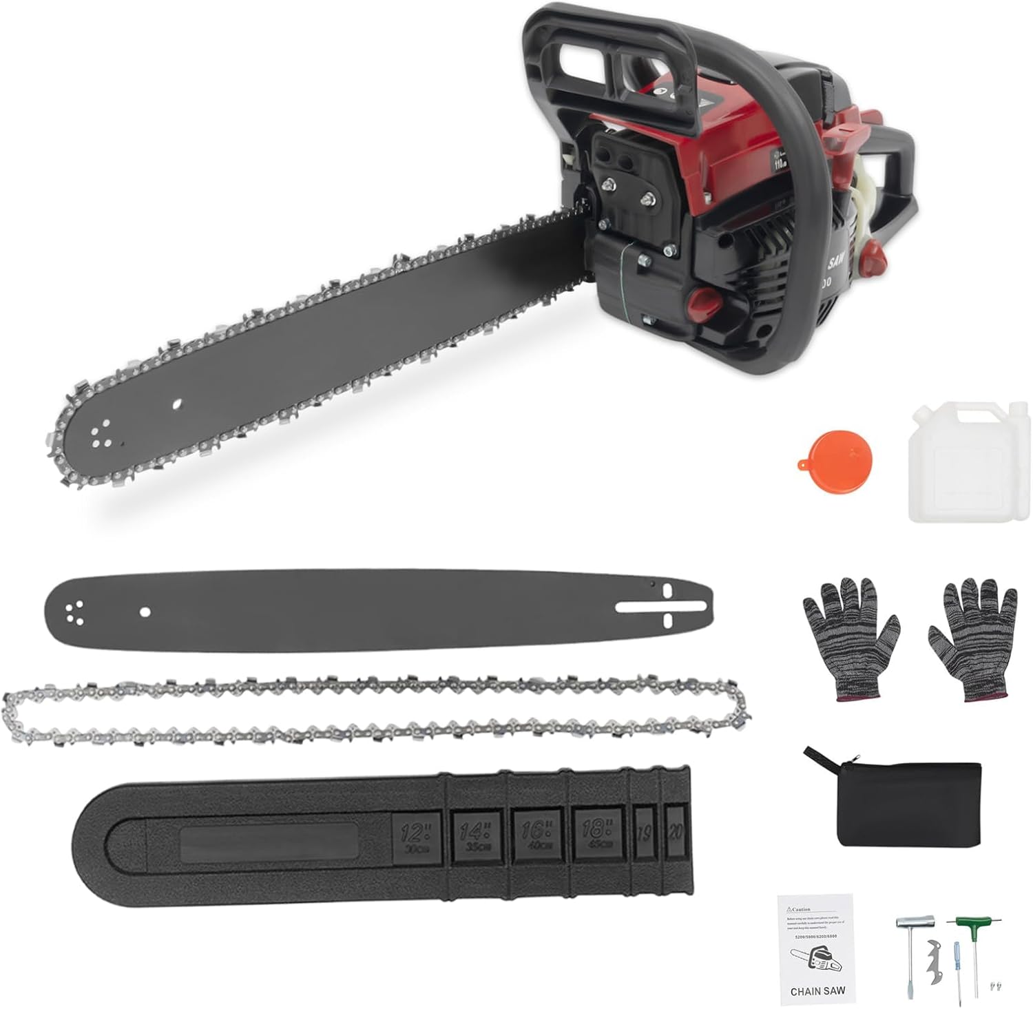 58CC 2-Cycle Gas Powered Chainsaw, 20-Inch Top Handle Chain Saw with Hand-Pull Start, Professional Wood Cutting Tools, Effectively Reduce Noise and Vibration