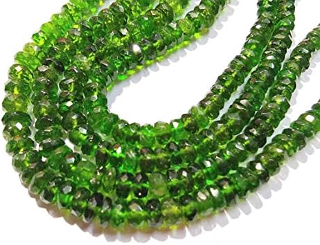 13 inch natural beads strand of 3-5mm faceted rondelle chrome diopside gemstone beads for DIY jewelry - necklace, bracelet, earring, ring.