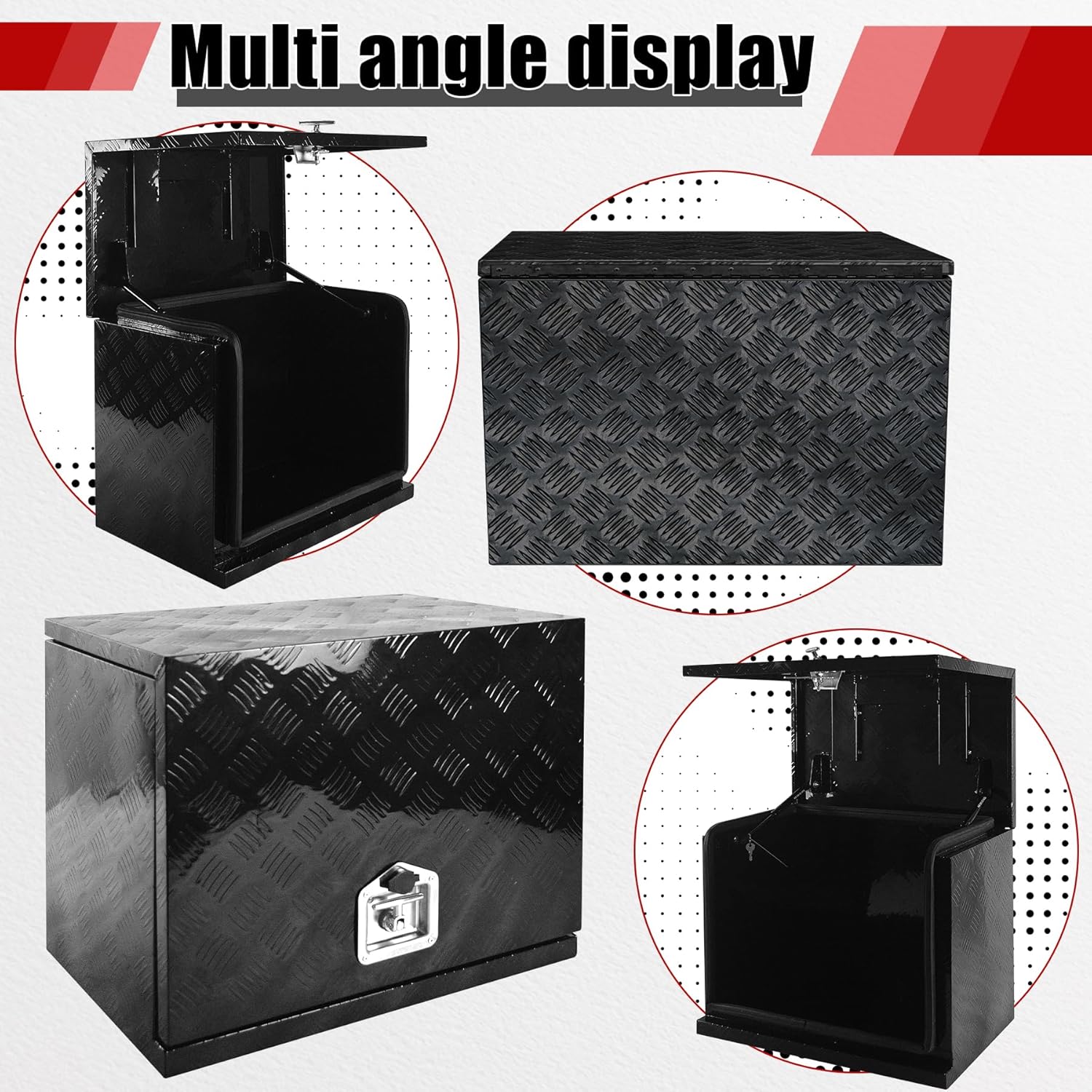 24.4x15.7x19.7 Inch Aluminium Generator Toolbox Heavy Duty Generator Storage Box Sealed waterproof with Lock and Keys suitable for RV Garage Black