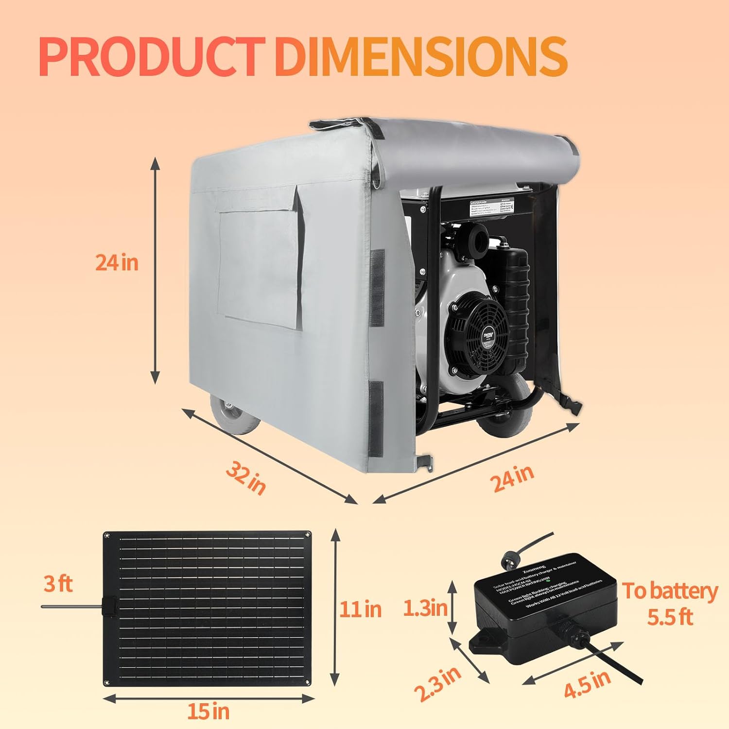 20W Solar Battery Charger & Trickle Charger Maintainer with Generator Cover, MPPT Pulse Tech Solar Panel Kit, Weatherproof 32