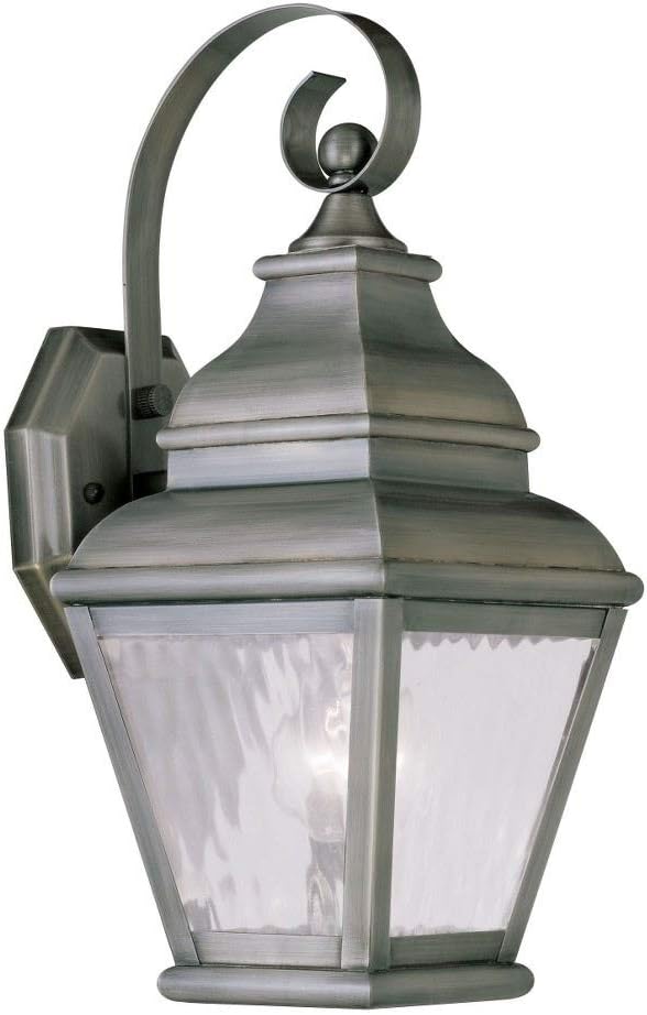 Livex Lighting 2601-29 Exeter 1-Light Outdoor Wall Lantern, Vintage Pewter Gray