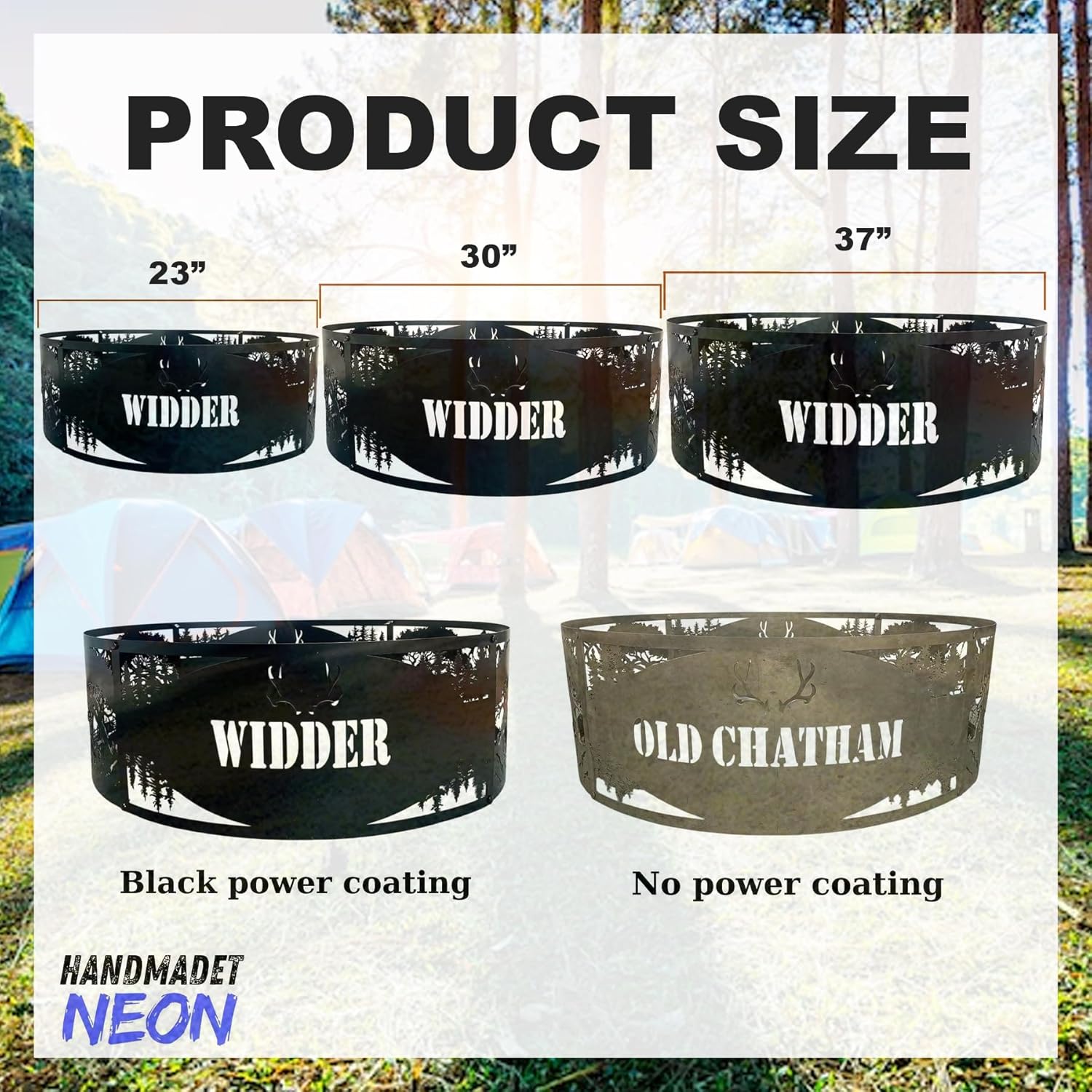 Personalized Fire Pit Ring 360 Degree, Outdoor Fireplace, Custom Text Fire Pits for Outside, Patio Firepit, Camping Bonfire Firepits, Garden BBQ Backyard Decor (Deer)