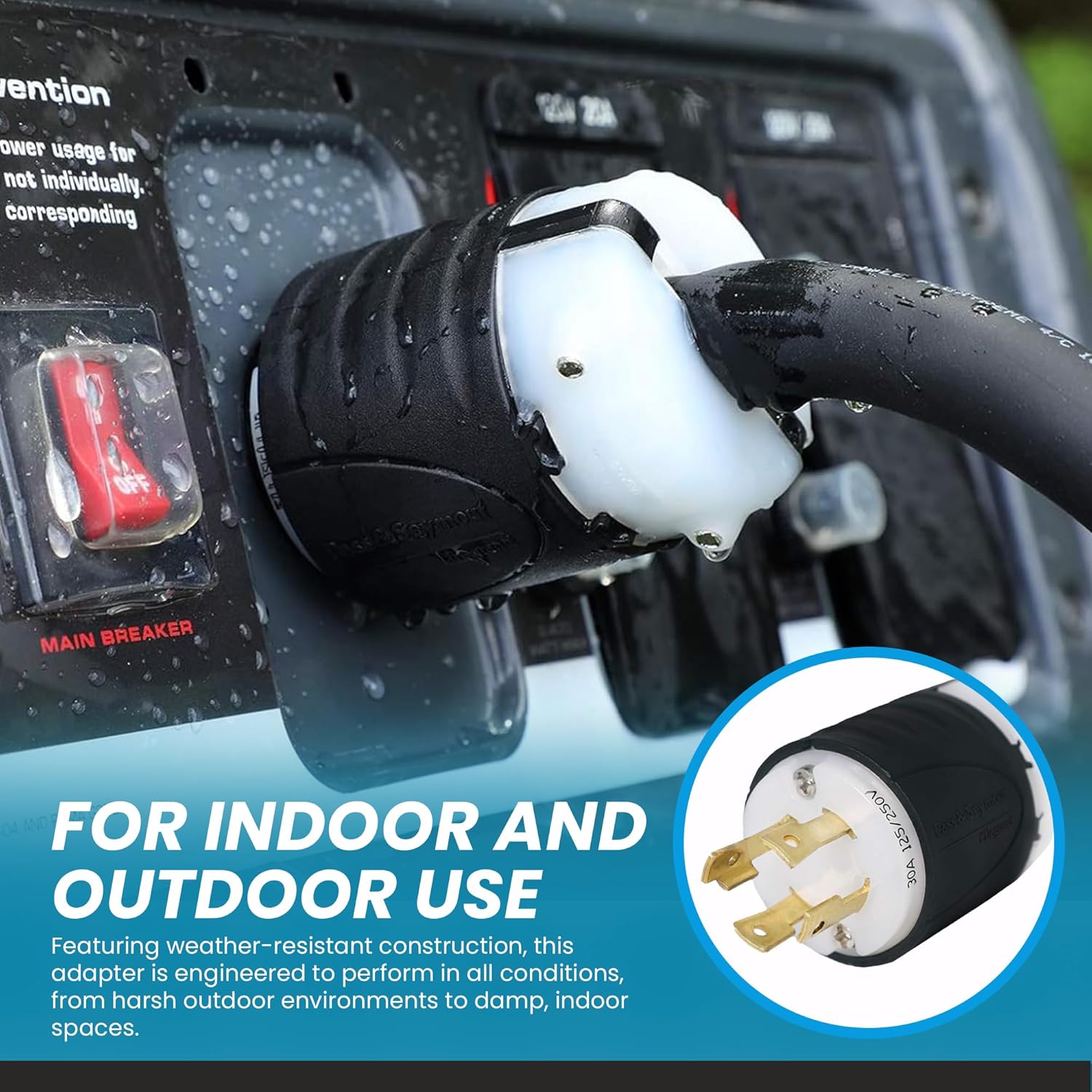 IronBox Electric - NEMA L14-30P to L6-20R Plug Adapter Cord - Rated for 20A, 250V - 12/3 AWG Wire - Power Cable for Generators, RV, Electrical Equipment - Ideal for Indoor/Outdoor Use (1 Foot, Build)