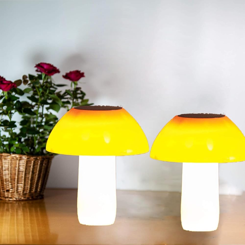 Solar Mushroom Lights Outdoor Ground Waterproof Solar LED Light Sensor Landscape Night Light for Garden,Backyard,Step,Grass Ground(2 Pack, White Light)
