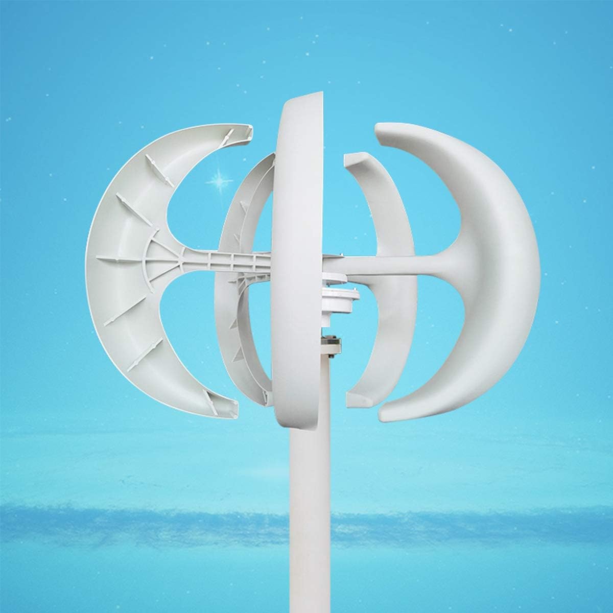 SISHUINIANHUA 12V/24V Wind Turbine Generator with Controller Lantern Vertical Axises Wind Generator for Residential Household Streetlight,4000w