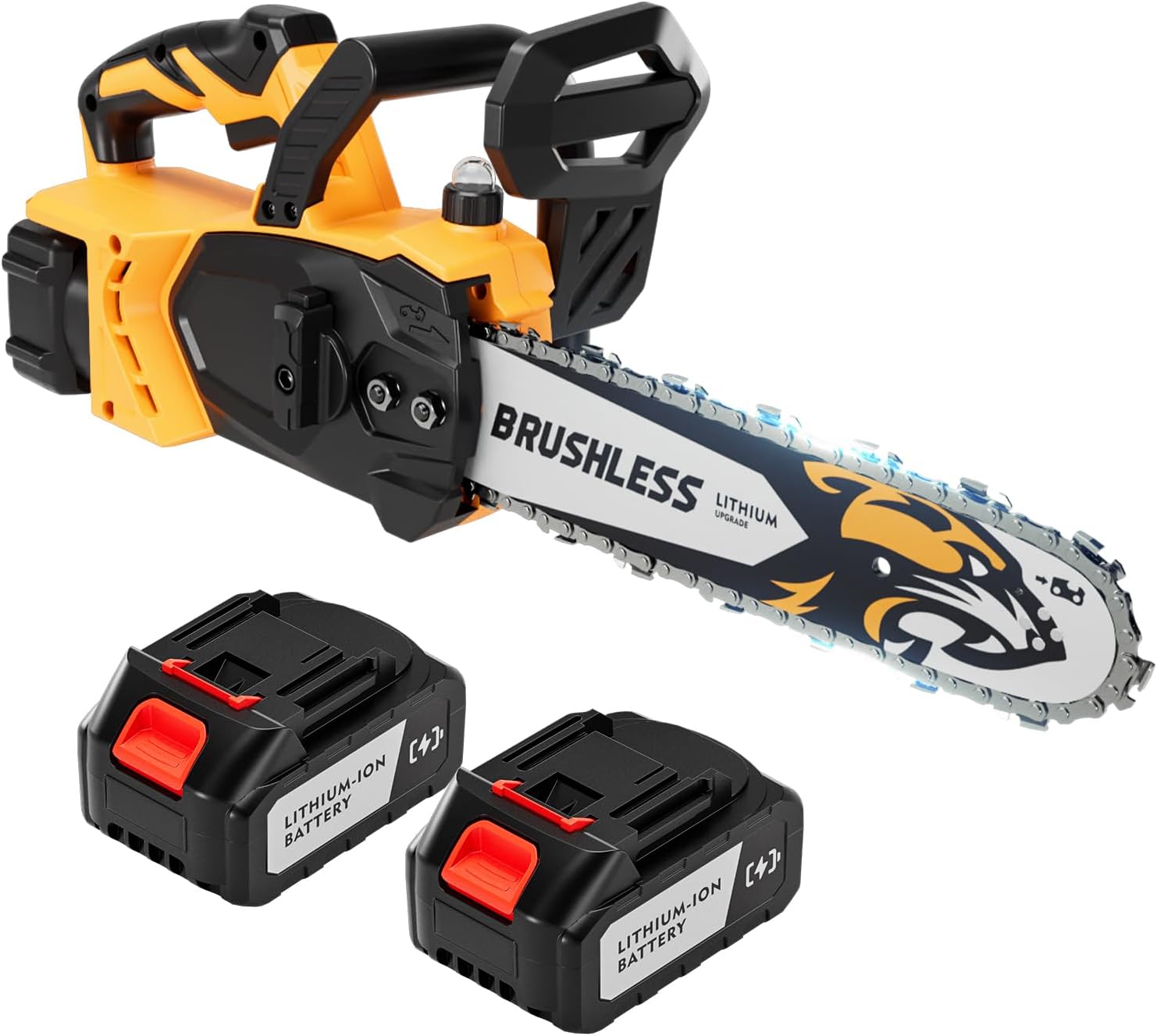 12-Inch Electric Chainsaw with 2 Battery Pack - Lightweight, High-Power 20V Cordless Chainsaw for Wood Cutting, Tree Trimming, and Yard Maintenance