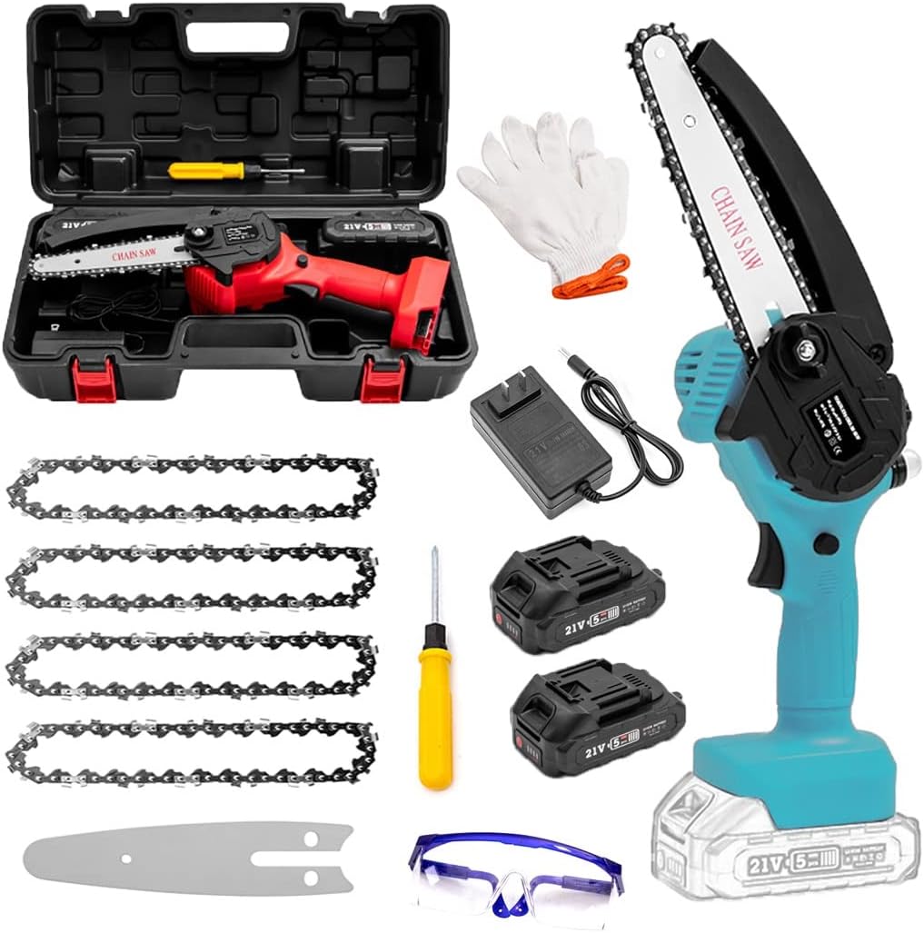 Mini Chainsaw with Battery and Charger,6 Inch Cordless Chainsaw with Charger,Mini Chain Saw,Cordless Battery Power, Portable Electric Chainsaw, Suitable for Gardening, Wood, Outdoor Camping