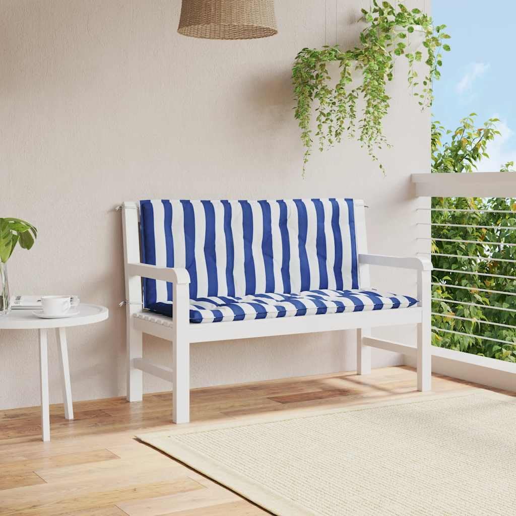 Garden Bench Cushions 2pcs Blue&White Stripe 47.2