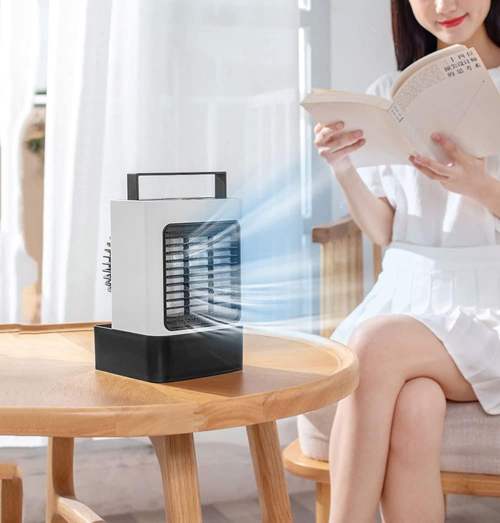 Portable Air Conditioners, Mini Air Conditioner Evaporative Air Cooler, 3 Speeds Rechargeable Fans for Room Office Outdoor Car Camping Tent (Color : Blue)