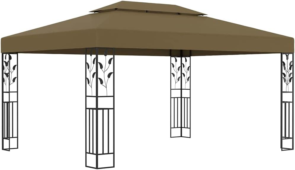 Gazebo with Double Roof 9.8'x13.1' Taupe 0.6 oz/ft,Durable Gazebo for Outdoor Events, Weddings, and Parties with WaterResistant Canopy Outdoor Structures, Outdoor Canopies, Gazebos