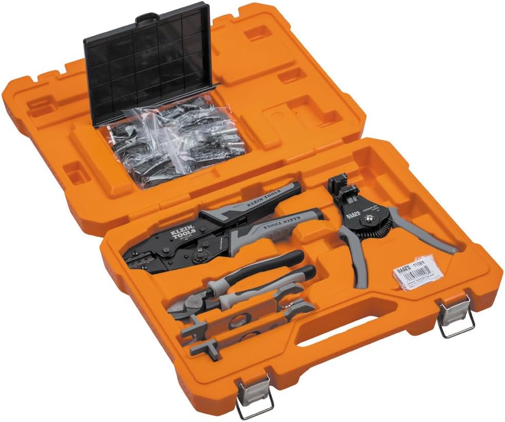 Klein Tools 92919SEP Solar Tool Set with Cutter, Stripper, Crimper, Wrenches and PV Connectors for Solar Panel Cable Assembly and Installation