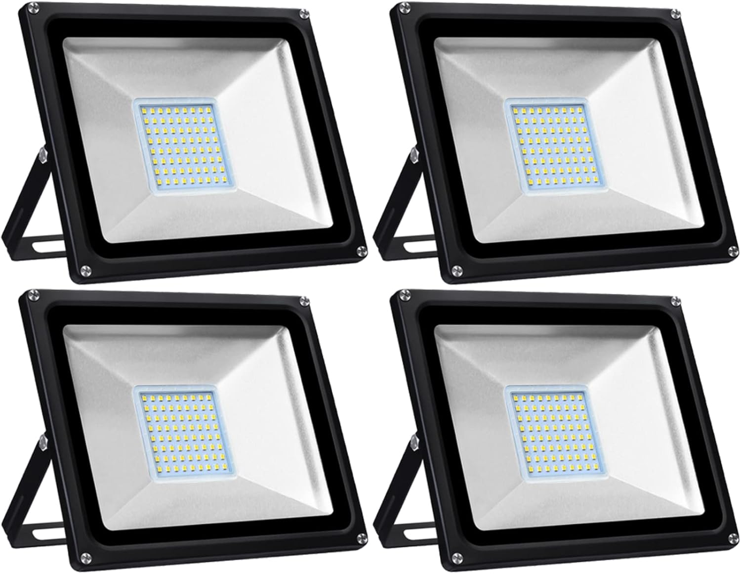 50W LED Floodlight, 4000LM 3200K Warm White Outdoor Security Light, Waterproof IP65 Outdoor Wall Light Garden Light for Yard Garage Warehouse Parking Lot Playground Backyard, 4 Pack