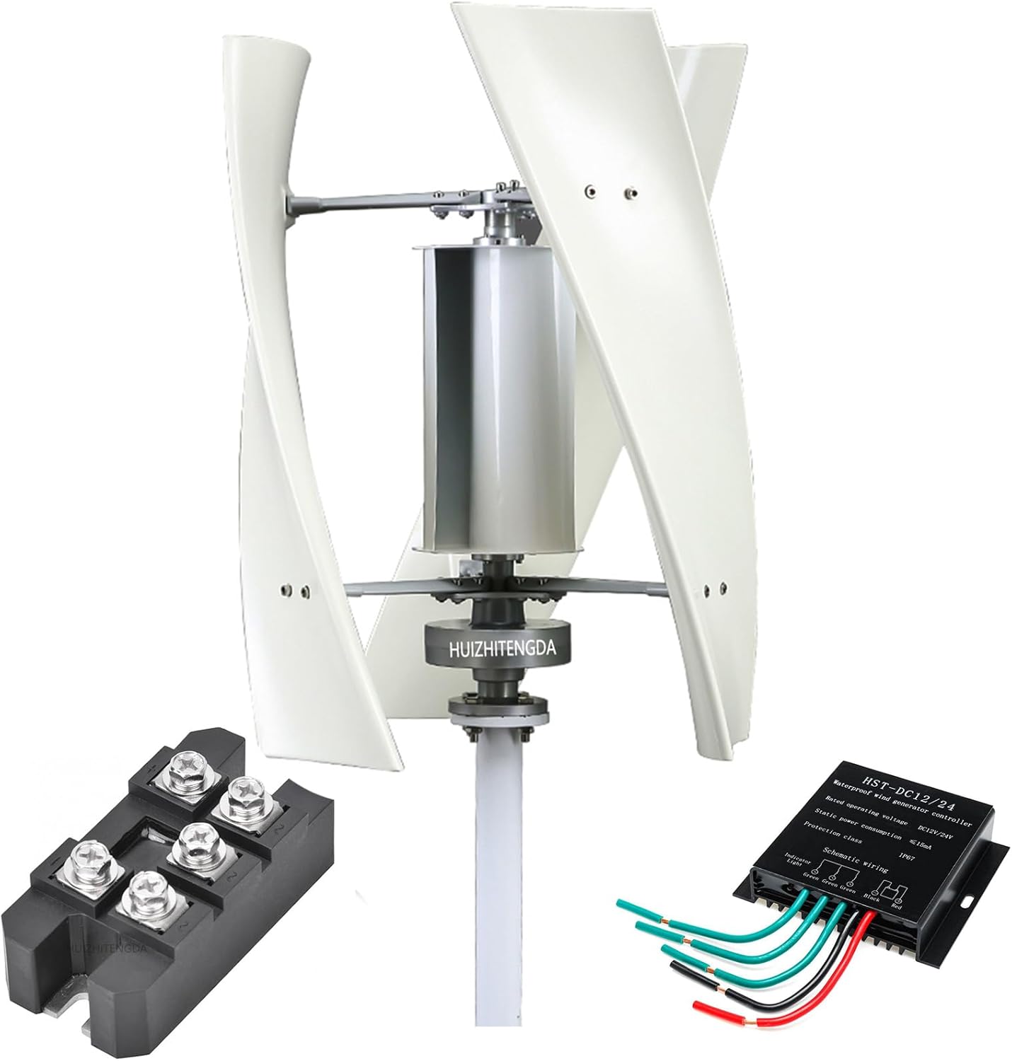 24v, 16000W Noiseless Home Garden Vertical Wind Turbine Generator Kit, 12V-220V Small Maglev Three Phase AC Vertical Wind Turbine with MPPT Controller