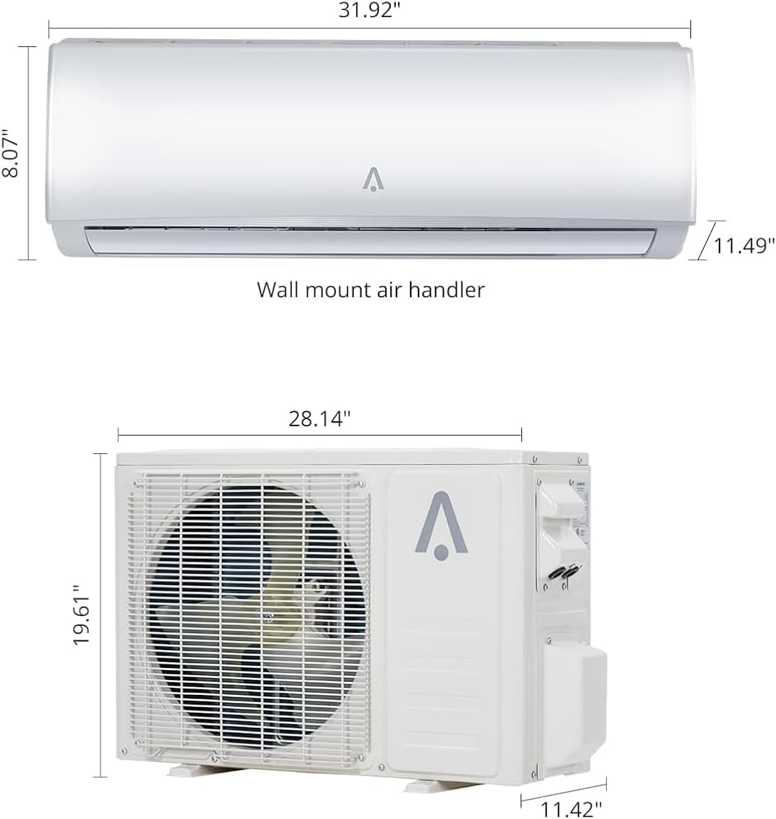 9000BTU Mini Split Air Conditioner& Heater, 20 SEER2 208-230V Wall-Mounted Ductless AC Unit Cools Rooms up to 450 Sq. Ft, Energy Efficient Inverter AC with Heat Pump & Installation Kit, Remote Control