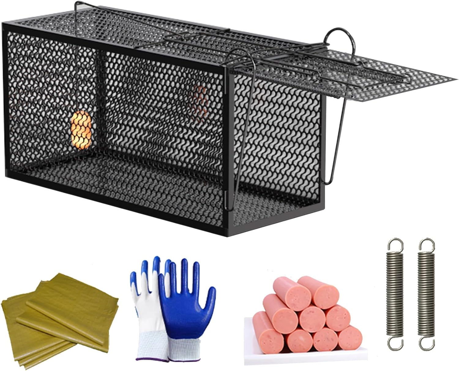 Live Animal Cage Trap Outdoor, Highly Sensitive Humane Live Feral Cat Trap Cage for Squirrel, Groundhog, Rabbits, Racoon(50 * 18 * 24cm)