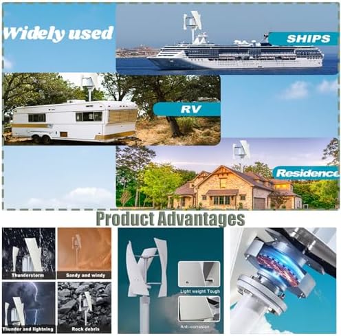 12000W Silent Vertical Wind Turbine Generator for Home - High-Efficiency Magnetic Levitation, Horizontal Blades, Complete Kit with Controller for Renewable Energy Solutions