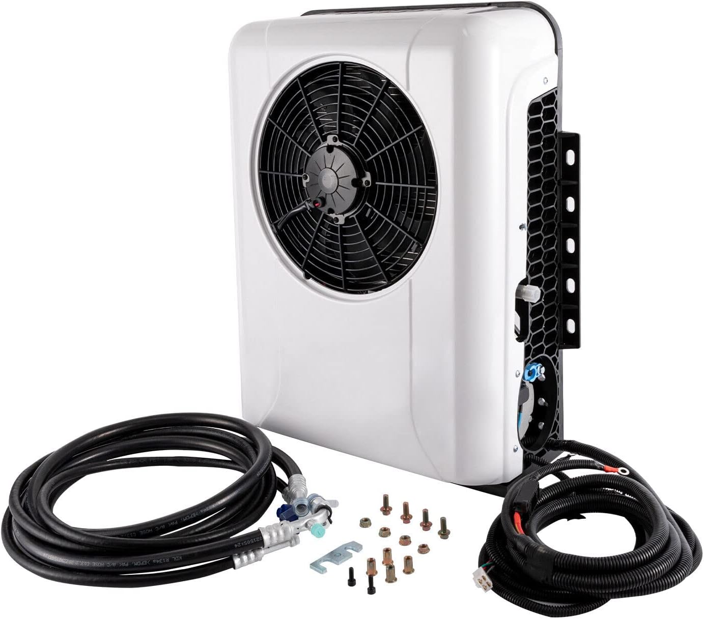 CNCEST 24v Air Conditioner Truck Bus RV Air Conditioner Kit Universal Electric A/C Unit for Cab Cooling Portable Split AC with High 12000BTU for Caravan or Truck Cab Two Packages (White 24V)
