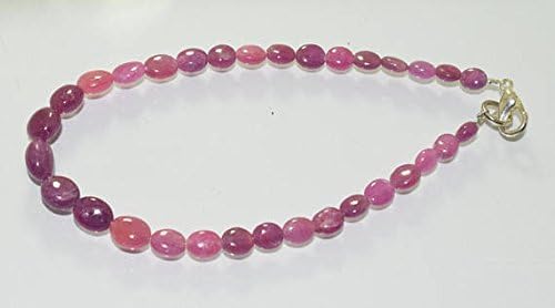 Natural Pink Sapphire Ruby 5x4-7x6 MM Smooth Plain Nuggets Shape 8 Inch Bracelate