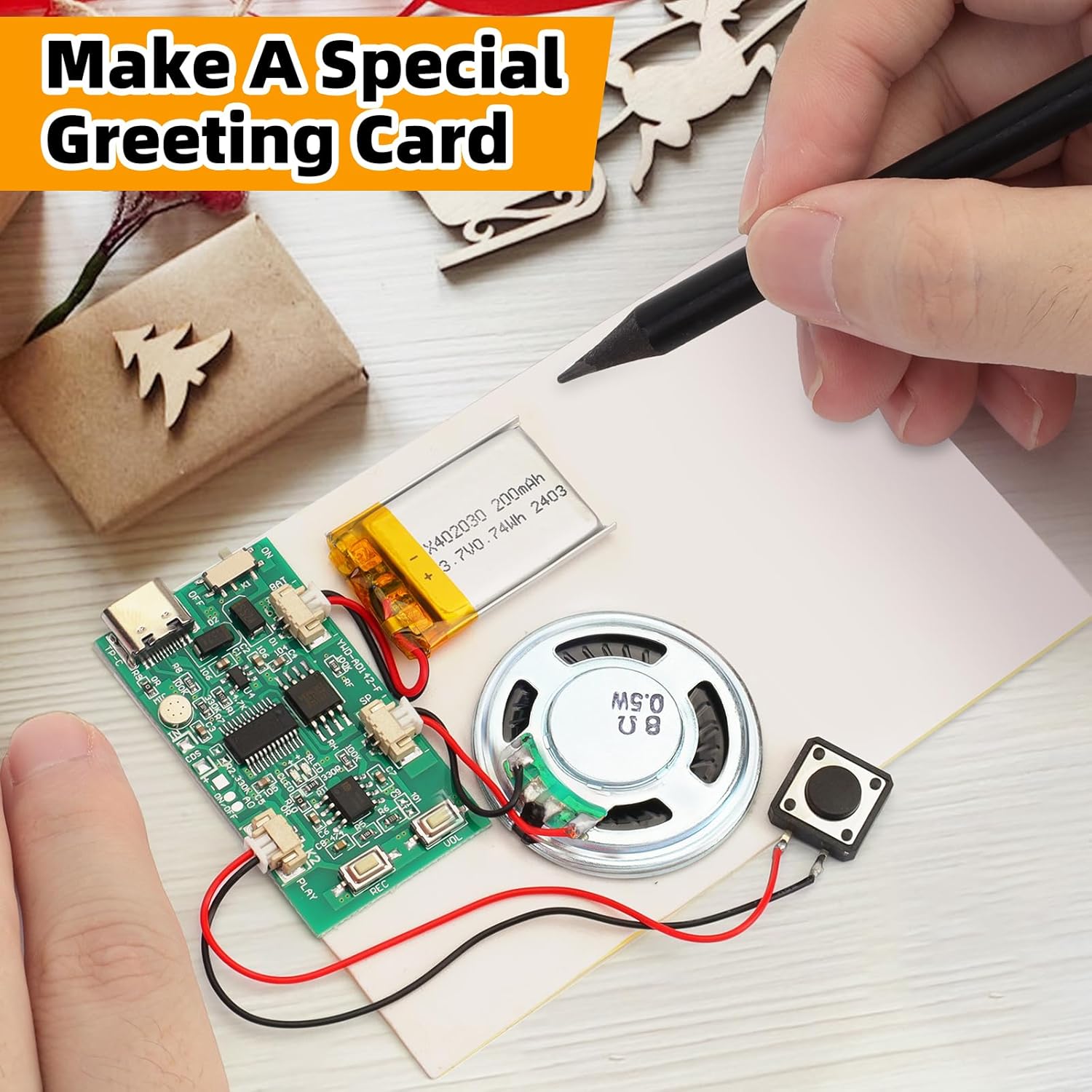 10PCS Programmable Sound Recorder Module - DIY Music Voice Recording Module Chip with Speaker, Can Recording 16 Minutes Sound Music for Personalized Greetings, Holiday Crafts Cards