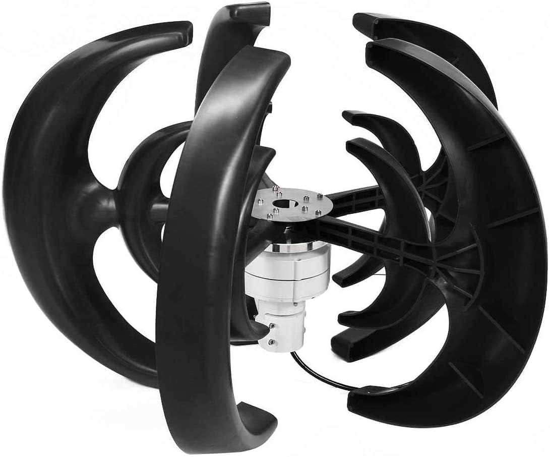 LiuSj JUnSt 8000W Vertical Axis Wind Turbines, Black Generator Lantern 5 Blades Motor Kit Windmill Energy Charge Turbines for Home Outdoor Camping