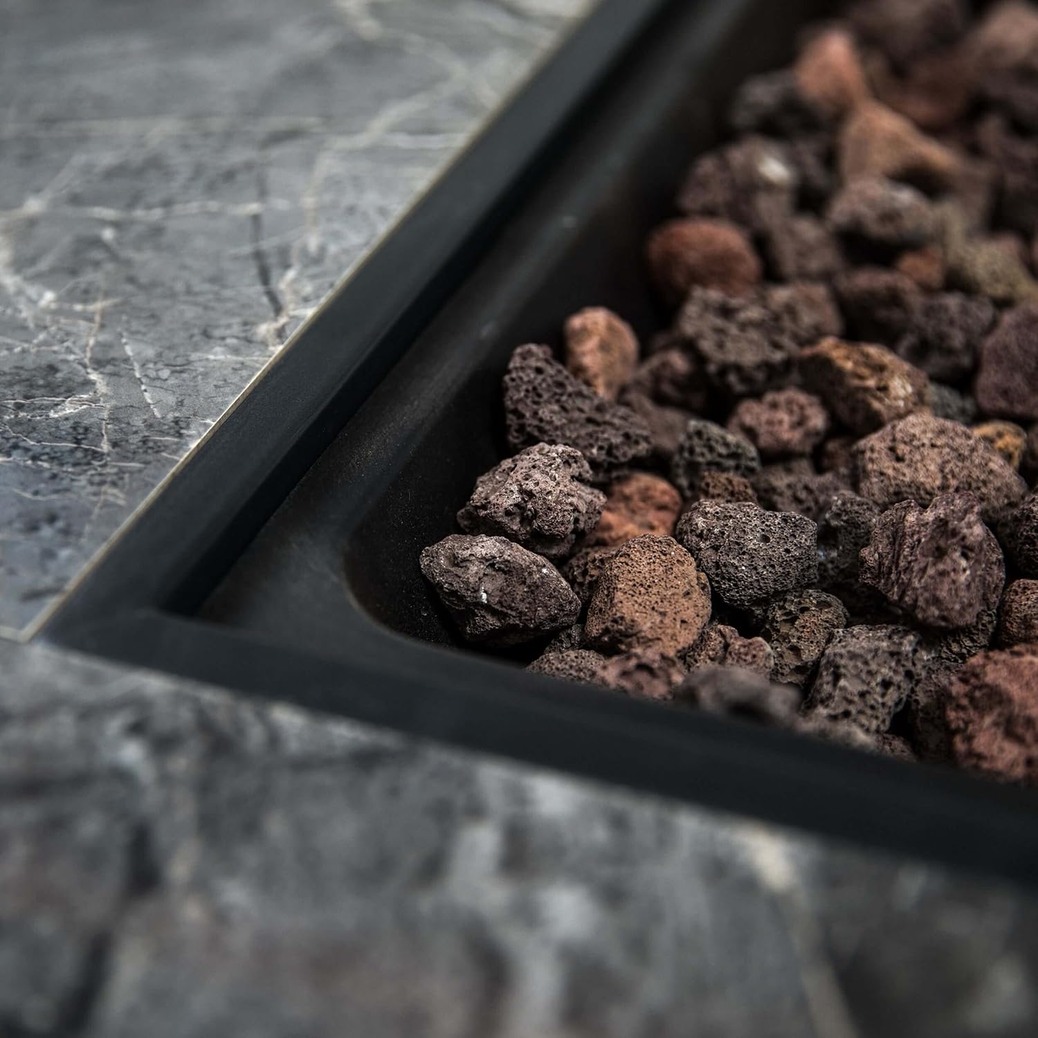 Propane Gas Outdoor Fire Pits Table with Tile Tabletop and Lava Rock, 35 Inch Square 50,000 BTU Auto-Ignition Wicker Base Fire Pit Table for Patio Garden Deck Backyard Poolside