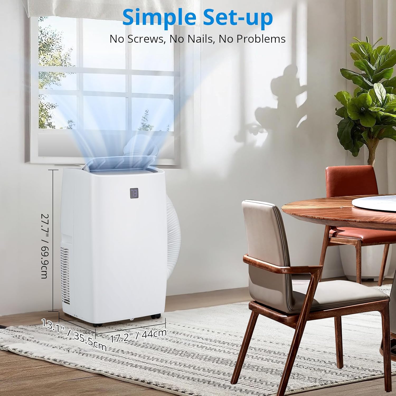 Portable Air Conditioner, 12000 BTU 3 In1 Cooling Air Conditioner, Dehumidifier Fan for Rooms Up to 550 Sq. Ft. Digital Display, Remote Control, and Smart Sleep Mode