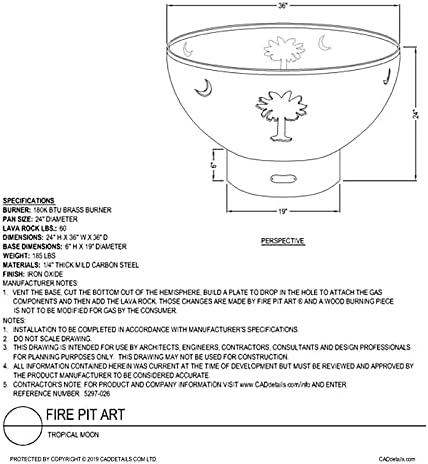 Fire Pit Art Tropical Moon Wood Fire Pit (Tropical-Moon)