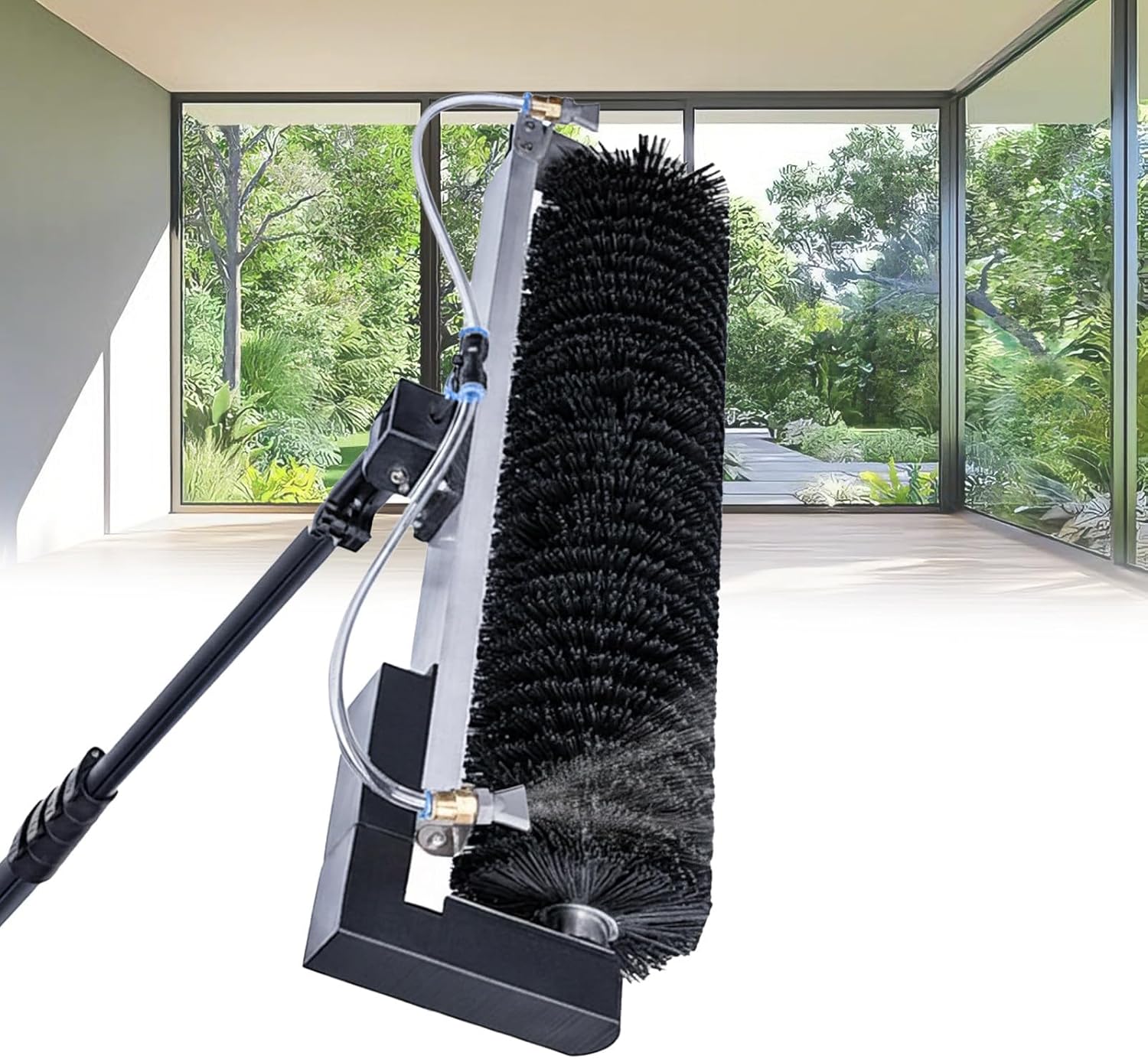 Telescopic Rod PV Panel Wash Cleaning Machine, Solar Photovoltaic Panel Cleaning Brush, Adjustable Length, Solar Panel Cleaning Equipment 24.6FT Battery