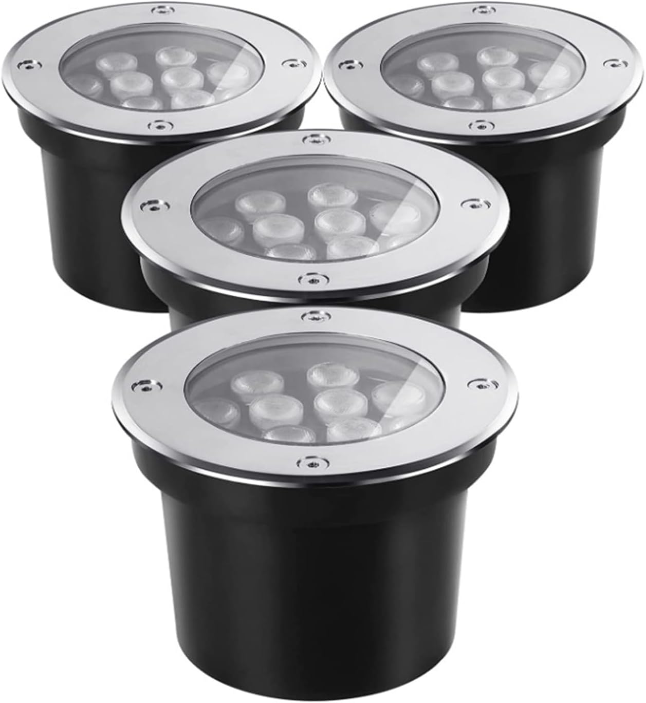 Low Voltage Landscape Lights Recessed In-Ground Lights IP66 Waterproof LED Well Lights for Garden, Yard, Driveway, Deck, Pathway, Step, Outdoor Underground Light, 4 Pack