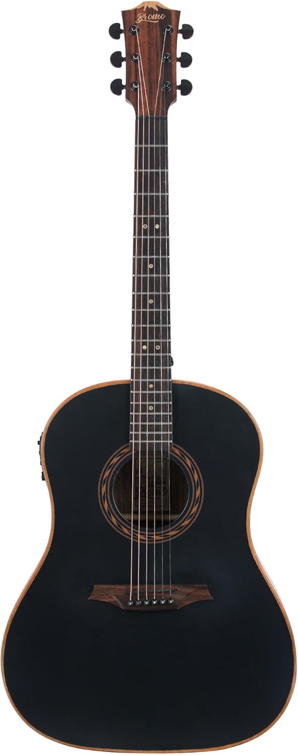 Bromo BAT 9ME BK SG Solid Top Dreadnought Acoustic Guitar