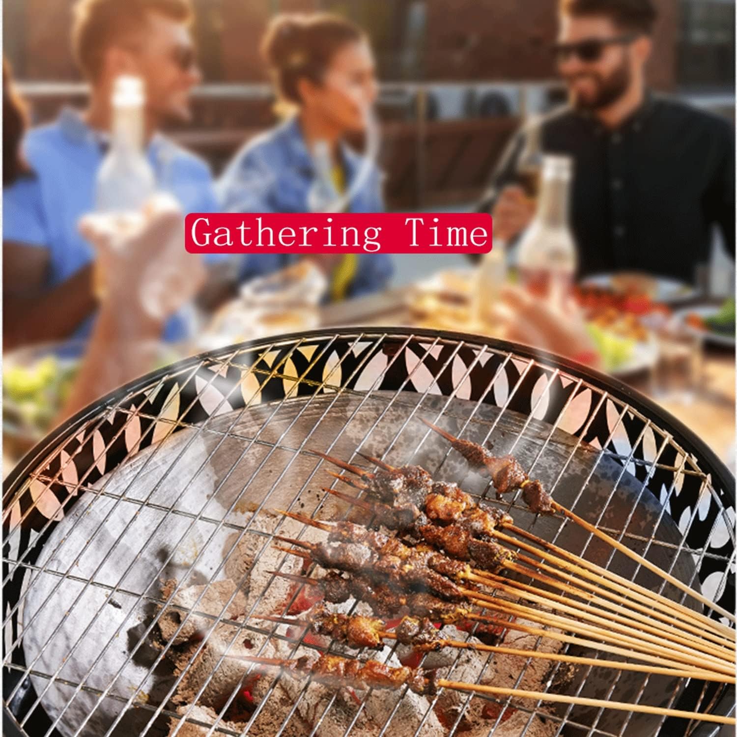 Fire Pits for Outside with Grill Outdoor Wood Burning Firepit Large Steel Firepit Bowl with Swivel BBQ Grill, Ash Plate,Spark Screen for Patio Backyard Picnic Garden