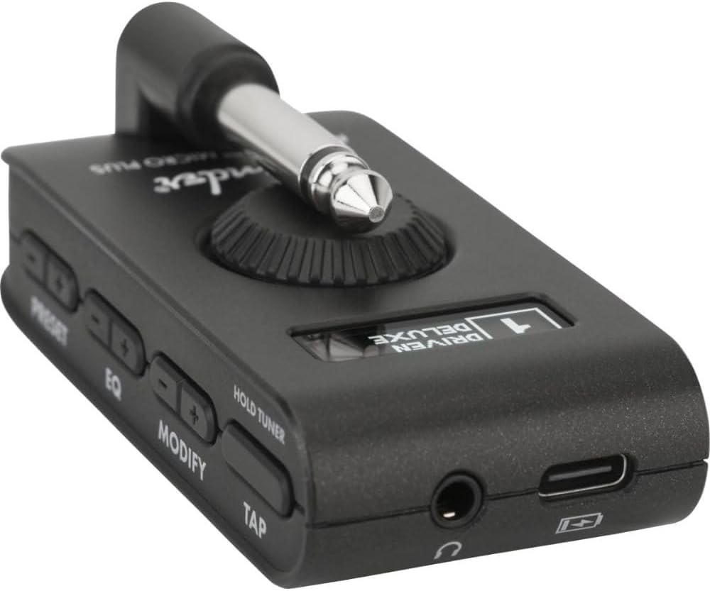 Fender Mustang Micro Plus Headphone Amplifier with Rechargeable Battery, Bluetooth Audio Streaming and 50 Amp and Effects Models Bundle with Fender Mustang Micro/Micro Plus Headphone Amplifier Case