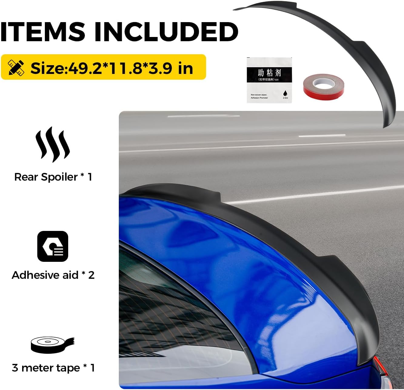 Xprite Rear Spoiler Compatible with 2021 2022 2023 2024 2025 2026 Honda Civic Sedan, JDM Style ABS Rear Trunk Lip Spoiler Wing for 11th Gen Civic – Matte Black