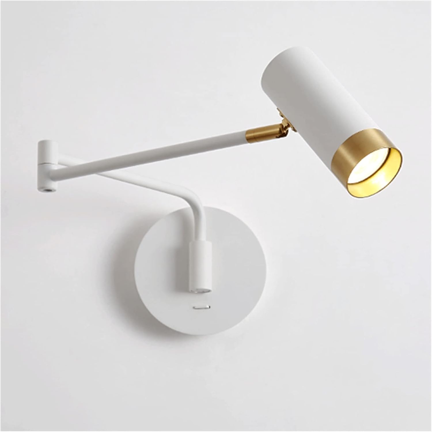Wall Sconces Industrial Swing Arm Wall Lamp, Wall Mount Reading Light, Modern Adjustable Indoor Wall Sconce, Lighting Fixture with Dimmable Switch for Bedside Bedroom Living Room Corridor(White)