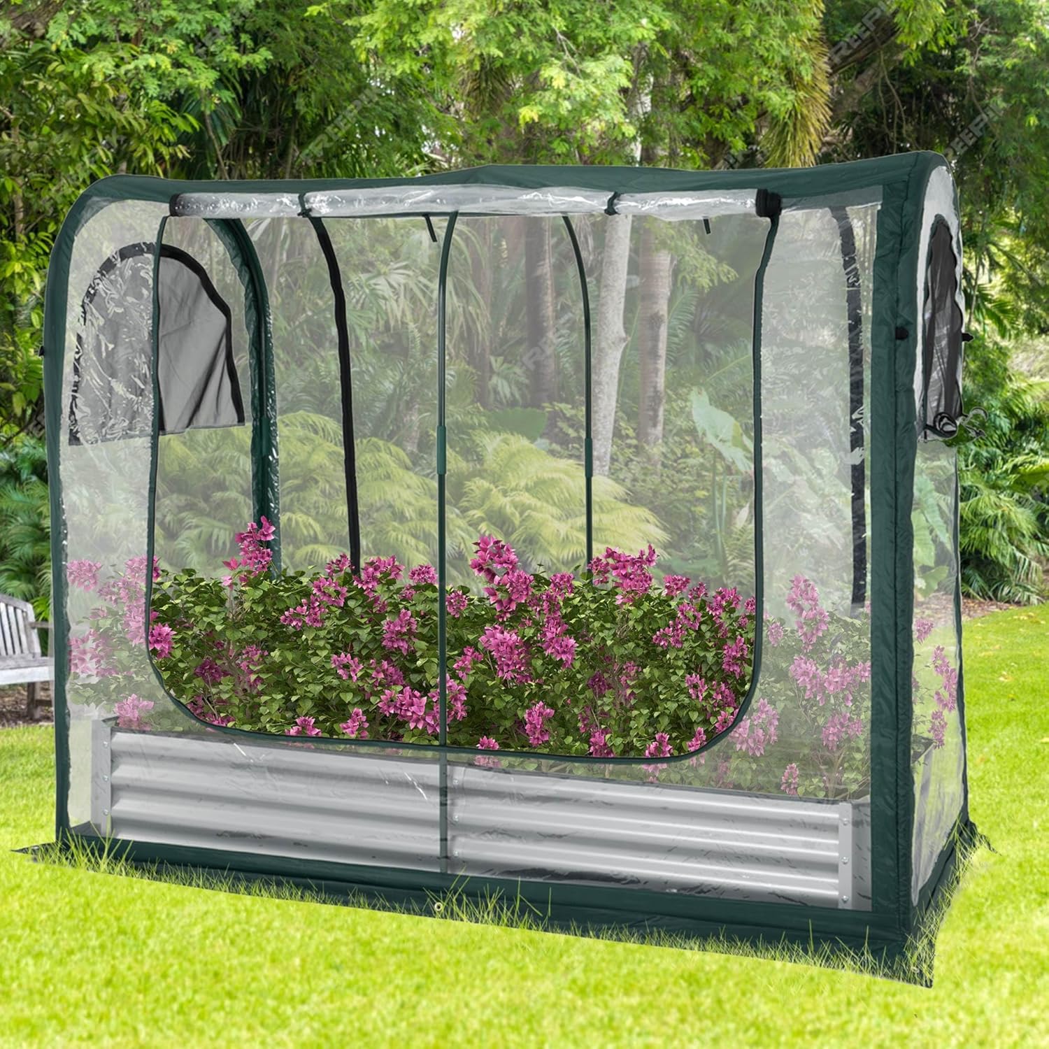 Porayhut Portable Greenhouse Cover with Raised Garden Bed,Easy Set-up 72.4