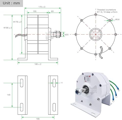 12000W Low Speed AC Alternator Generator for Wind & Water Turbines, 8000W Permanent Magnet Generator Head, 3 Phase Gearless, 12V Low RPM, 220V Power Solution