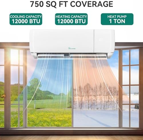 YITAHOME 12000 BTU Mini Split Air Conditioner Heat Pump System, Wifi Enabled 20 SEER2 115V Inverter Ductless AC Cool Up to 750 Sq. Ft, Compatible with Alexa, Complete Installation Kit, White